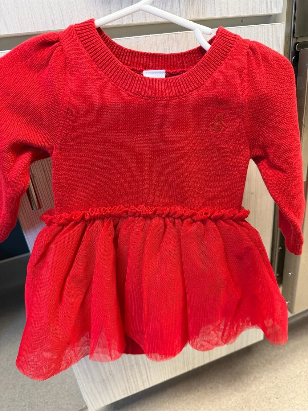 GAP Bright Red Knit Dress with Tulle Skirt